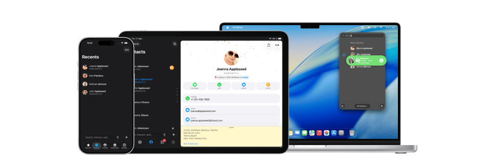Cardhop running on all devices.