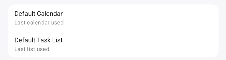 Default calendar