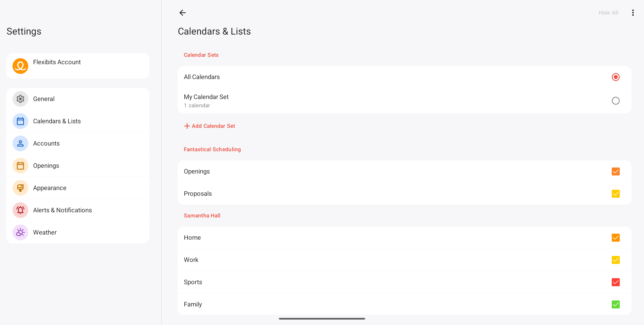 Calendar sets