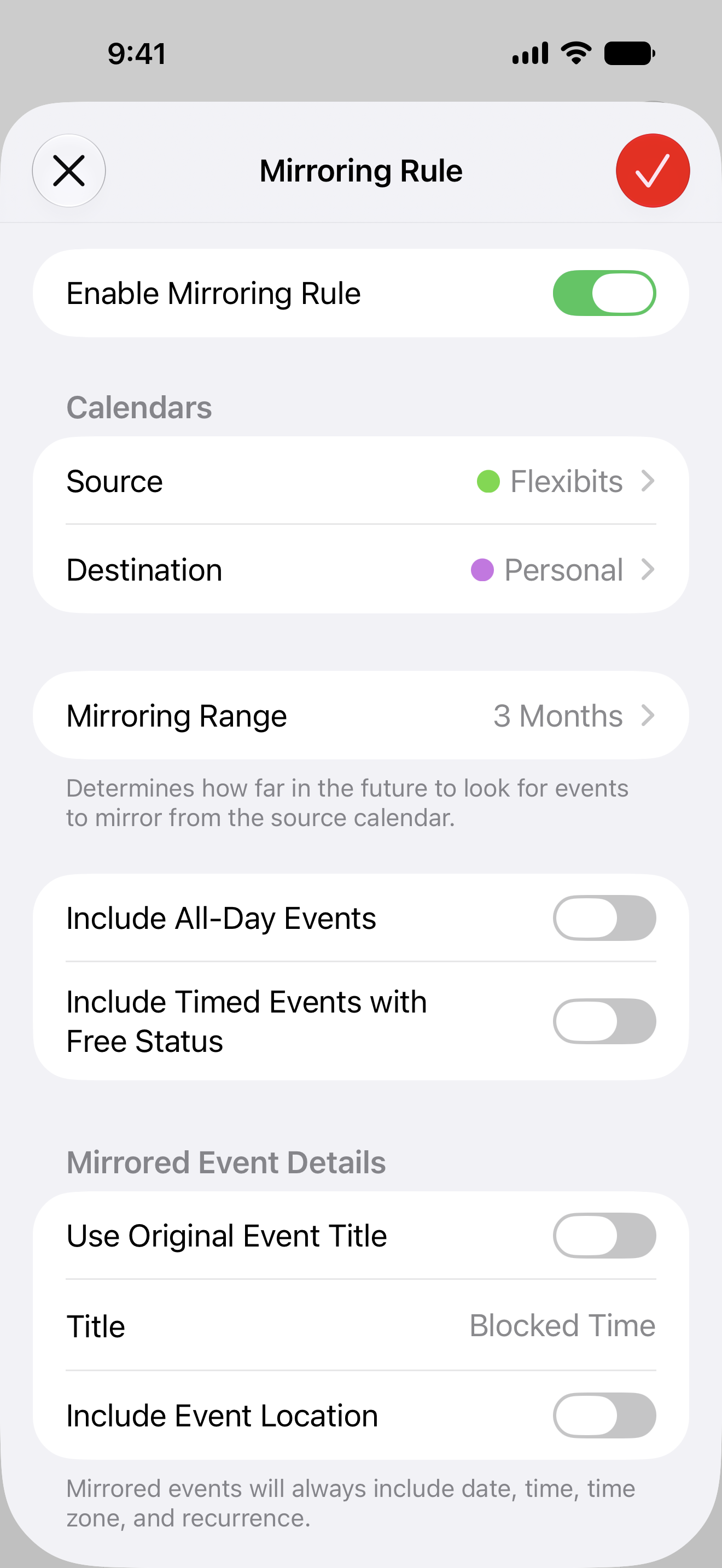 Calendar Mirroring