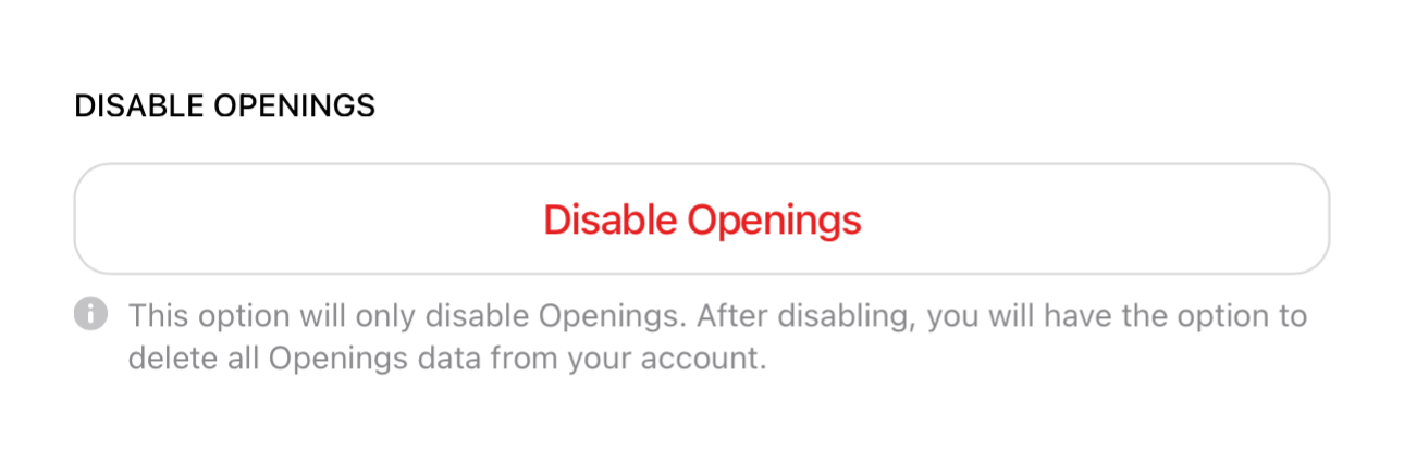 Disable openings