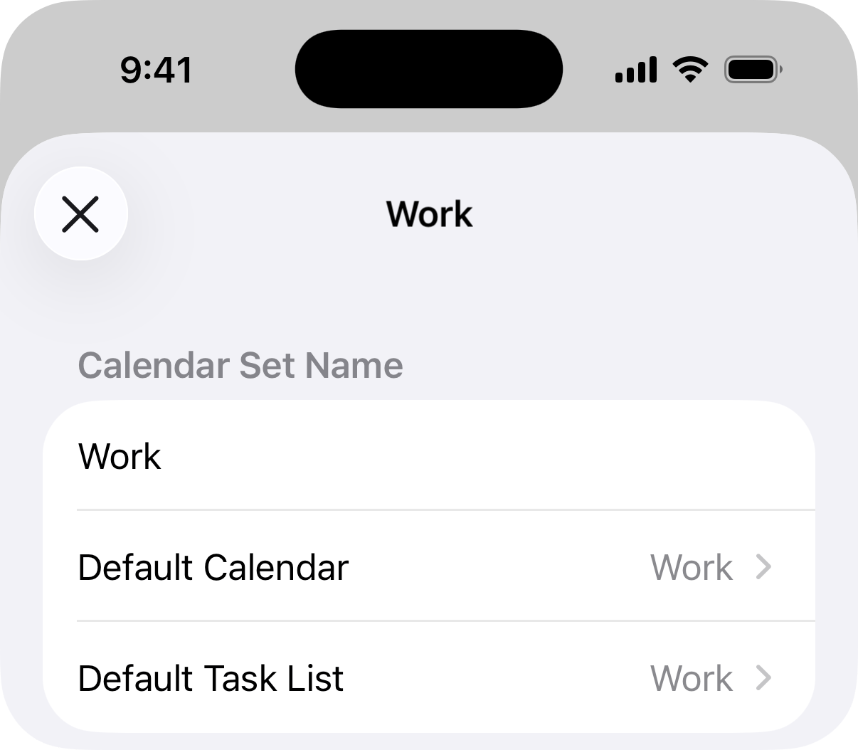 Default calendar