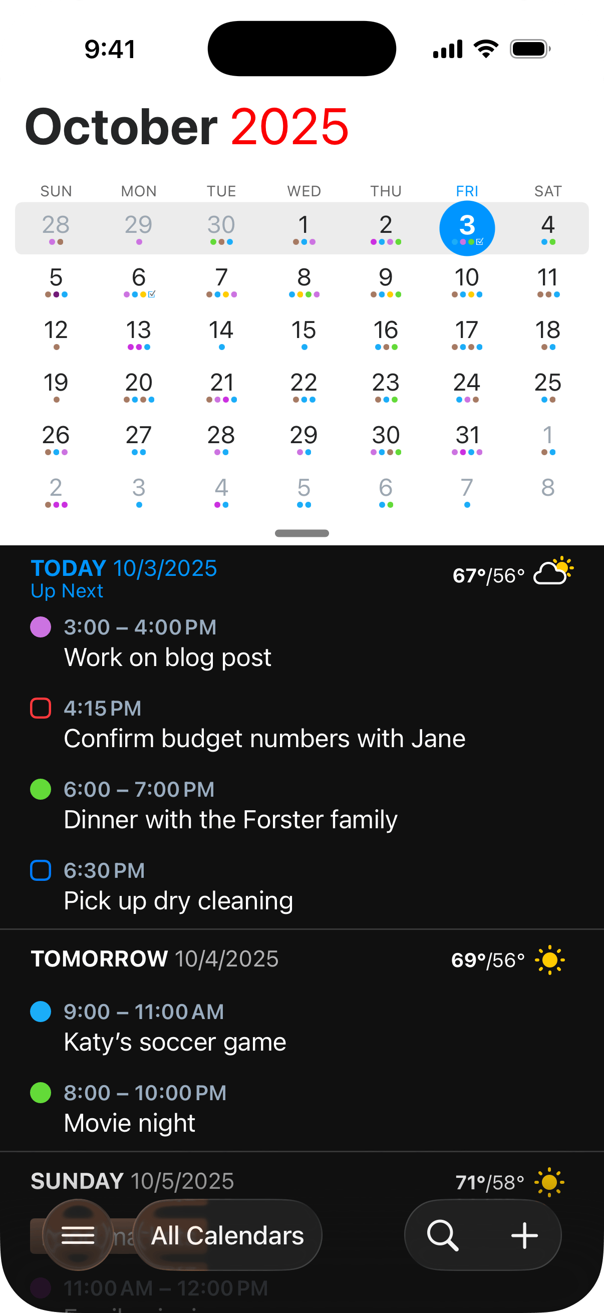 Calendar view