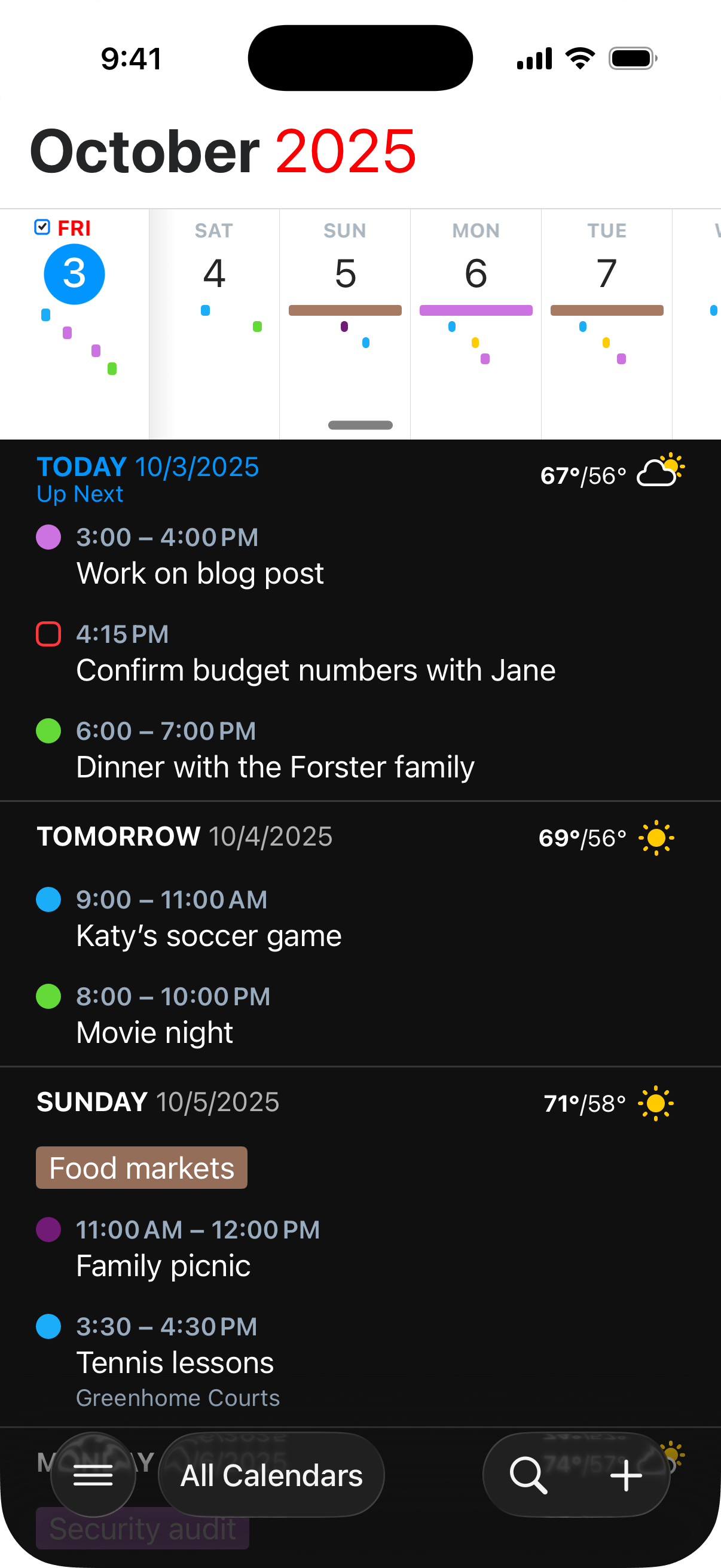 Viewing different dates