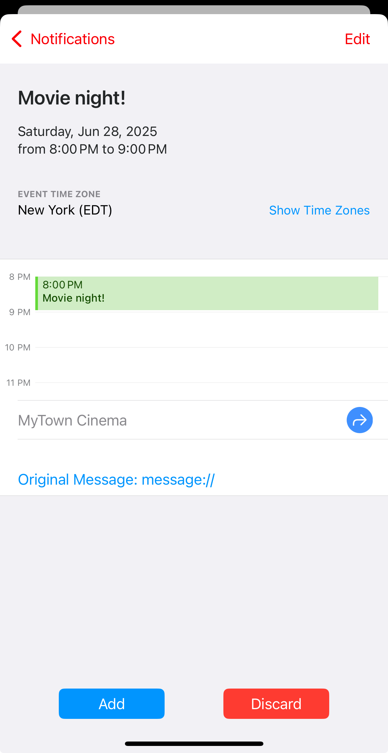Review event information iOS