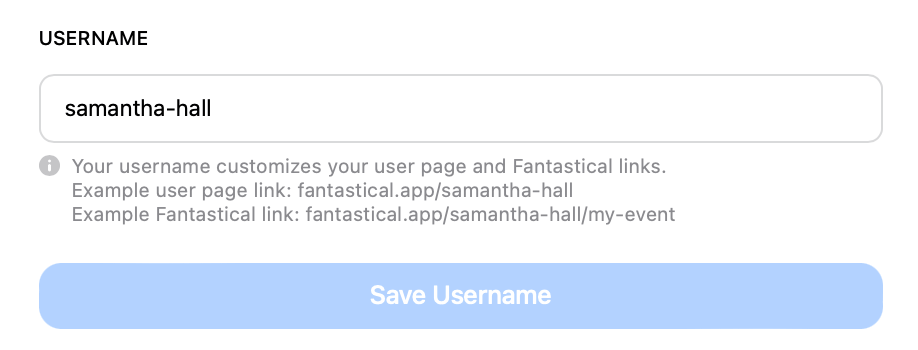 Fantastical link username