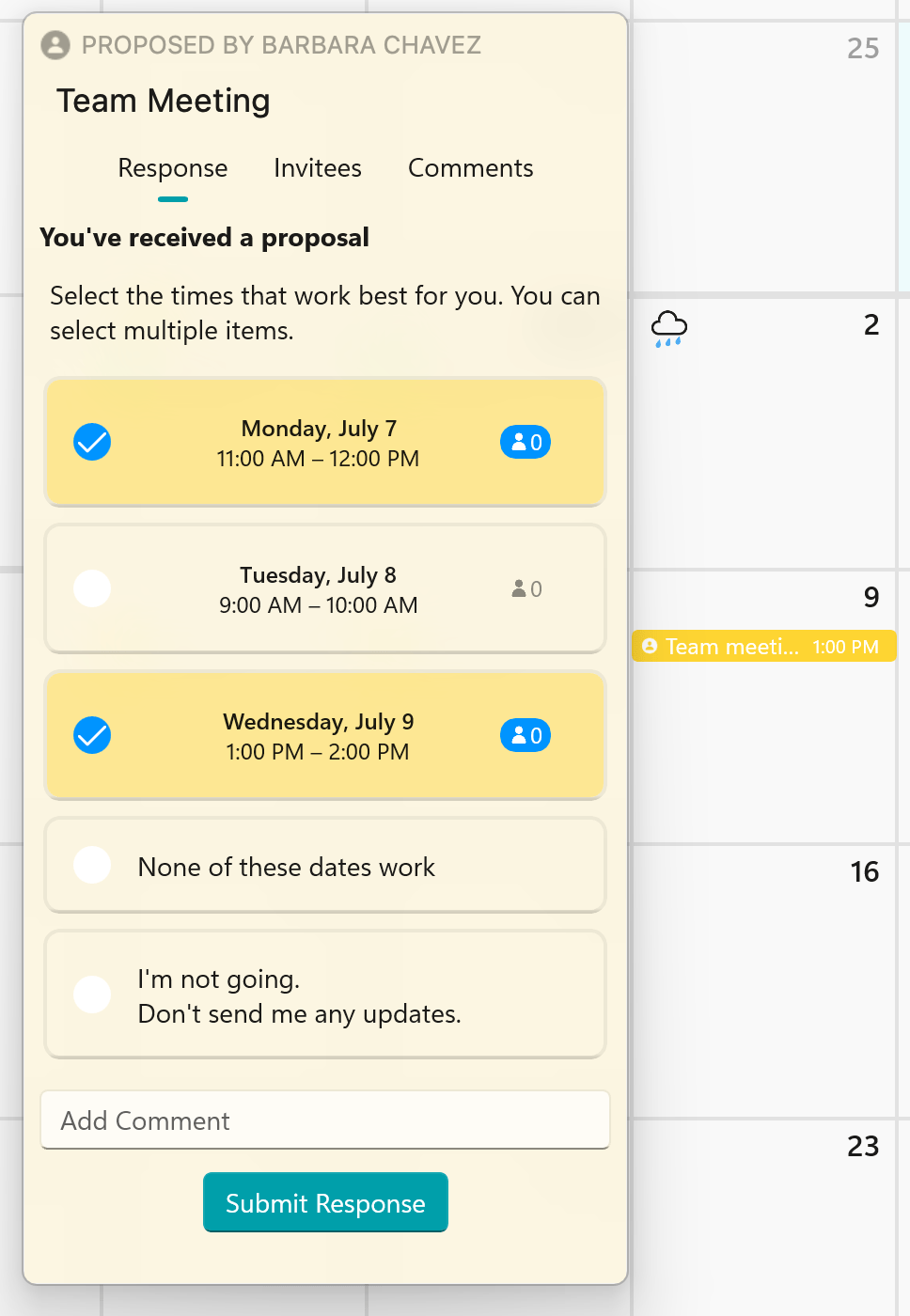 Received proposal