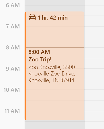 Travel time display