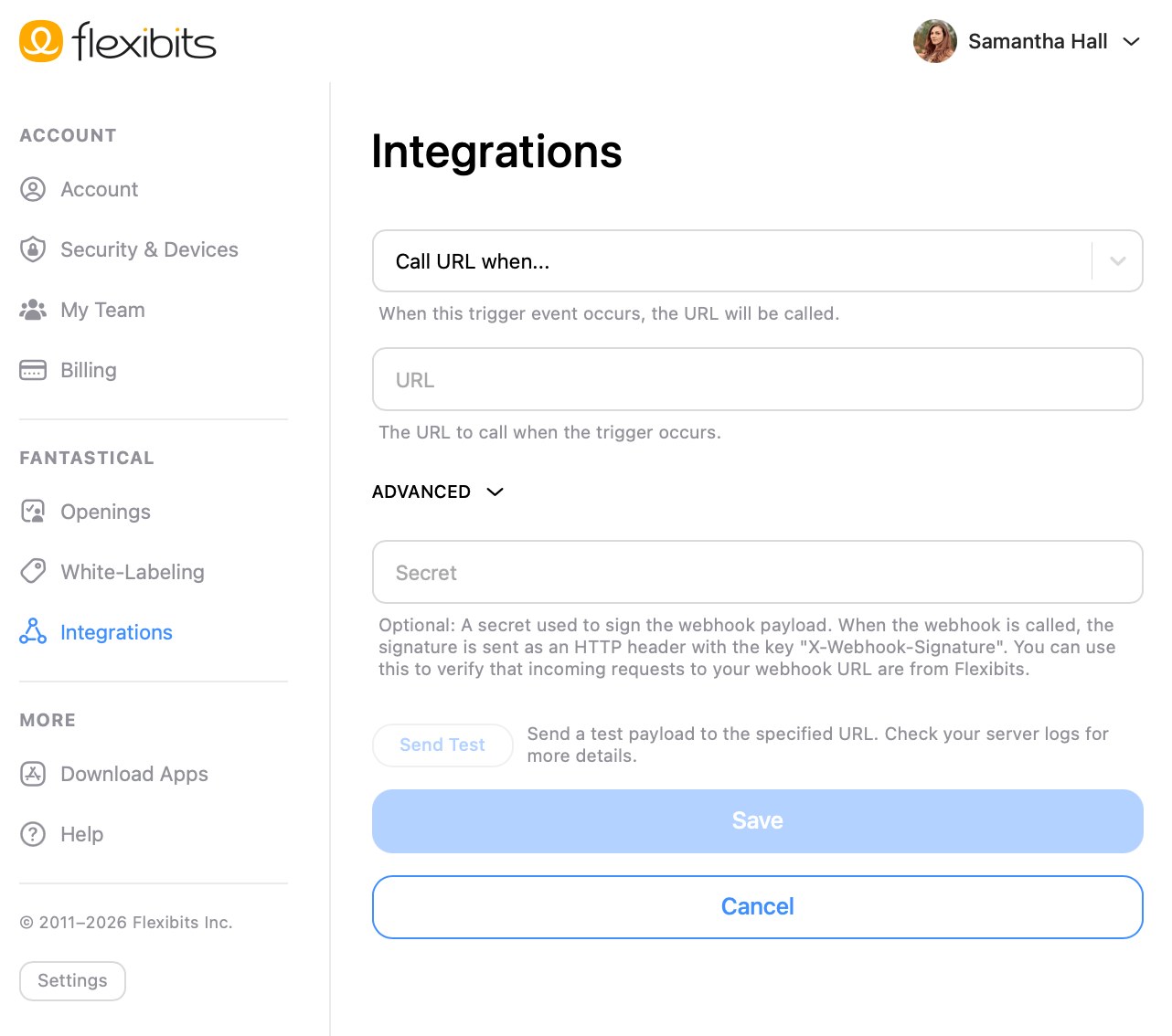 Webhooks Settings