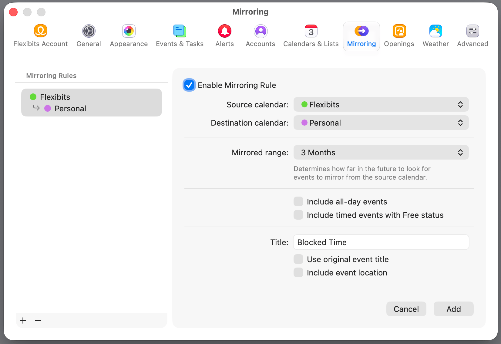 Calendar Mirroring