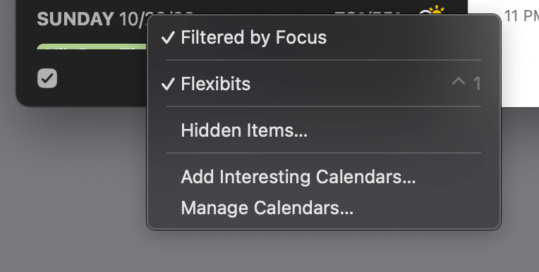 Focus filters in Fantastical