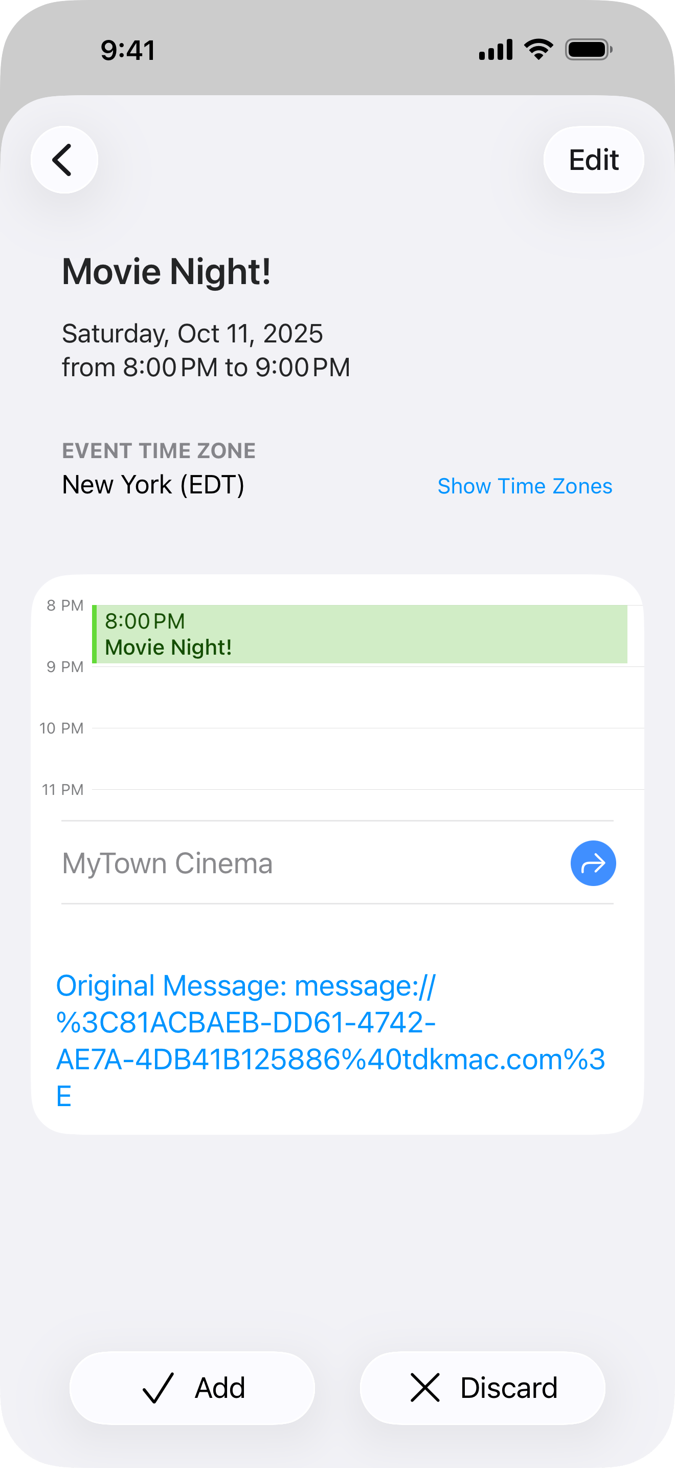 Review event information iOS